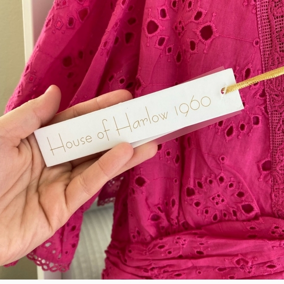 NWT House of Harlow hot pink eyelet barbie core dress size medium - Picture 4 of 7